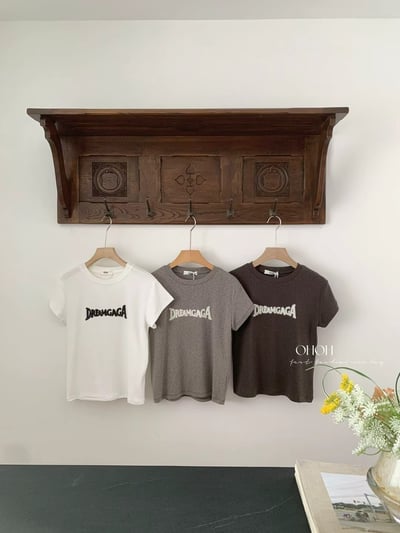 霧感刺繡字母修身雪花竹節棉短T2