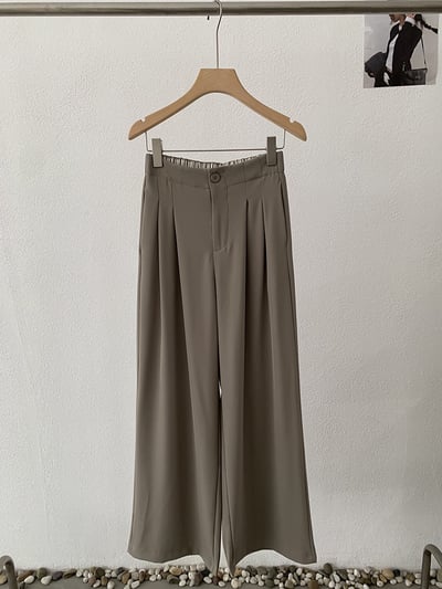 韓系復古單釦壓摺西裝寬褲21