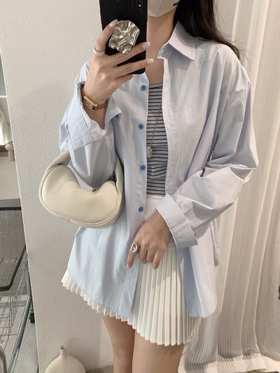 刺繡字母條紋襯衫+背心12