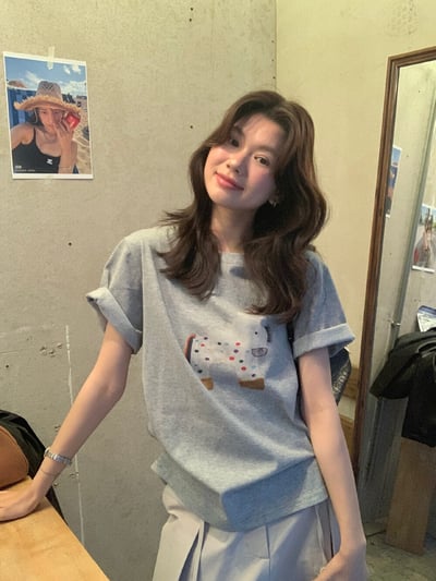 檸檬家#童趣可愛小馬印花寬鬆T恤8