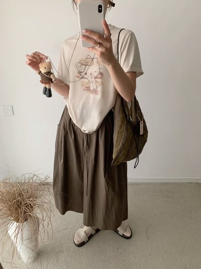 復古塗鴉Kitty印花短TEE+娃娃項鍊5