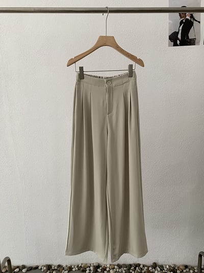 韓系復古單釦壓摺西裝寬褲22