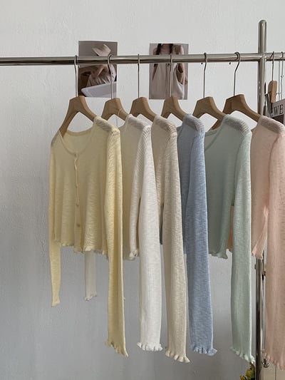 溫柔薄針織木耳邊防曬外套2