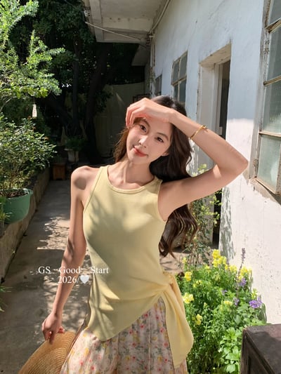 氣質百搭彈力收腰綁帶針織背心9