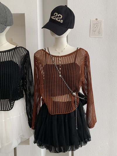 慵懶鏤空針織防曬罩衫＋細肩帶美背小可愛6