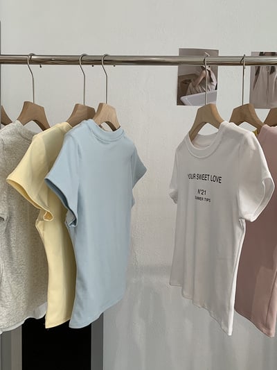 甜感修身字母短版T7