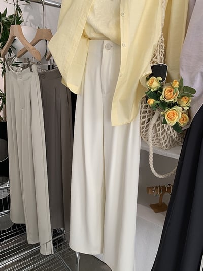 韓系復古單釦壓摺西裝寬褲2