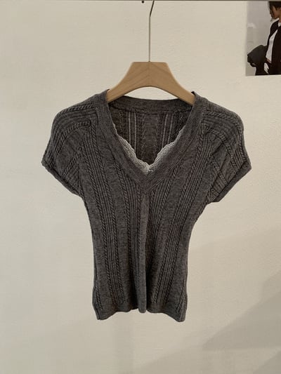 春日甜美V領立體坑紋針織上衣21