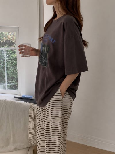 復古街景印花寬鬆TEE6