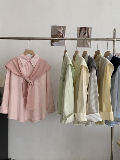 法式溫柔感線條襯衫+披肩3