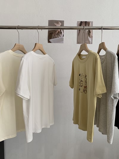 韓系五隻貓插畫寬鬆T恤9