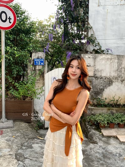 氣質百搭彈力收腰綁帶針織背心20