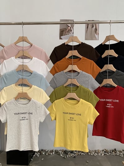 甜感修身字母短版T8