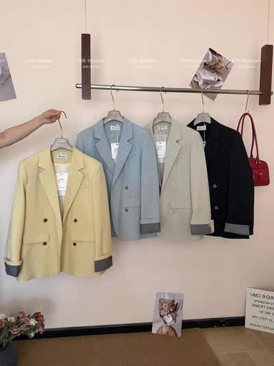 質感條紋拼接翻袖西裝外套｜日常百搭顯瘦版型15