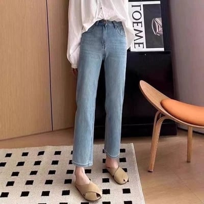 顯瘦Baby藍皮標牛仔直筒褲4