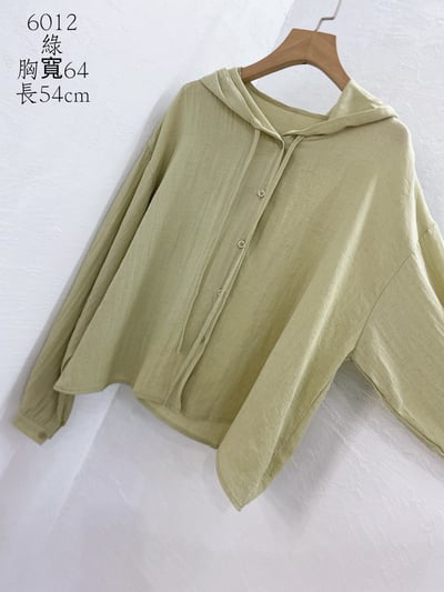 Kahlo｜透氣棉麻連帽寬鬆襯衫8
