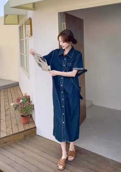 輕薄感牛仔襯衫洋裝｜一件搞定夏日清爽穿搭（附小包）7