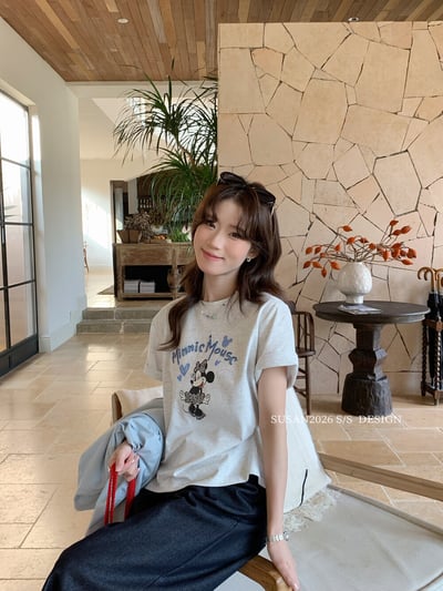 韓系愛心米奇慵懶短袖T恤5