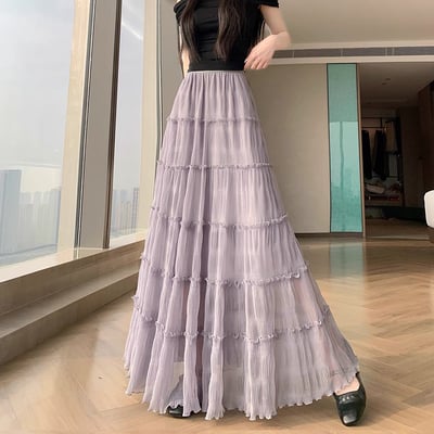 法式木耳滾邊層層蛋糕長裙20