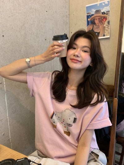 檸檬家#童趣可愛小馬印花寬鬆T恤12