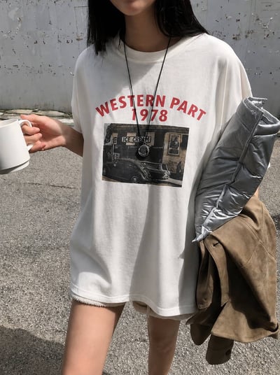 復古街景印花寬鬆TEE3