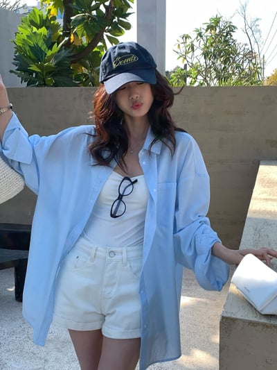 檸檬家#慵懶肌理感透氣襯衫8