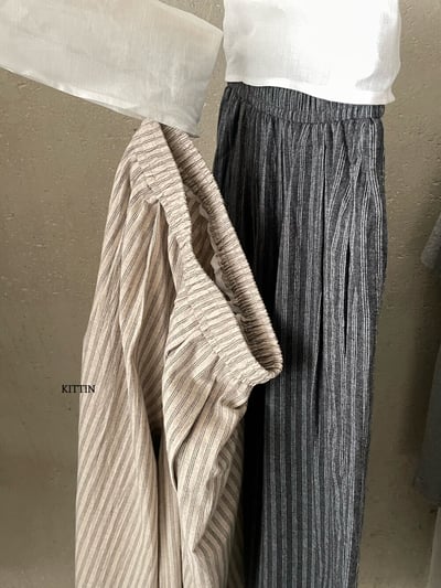 韓系條紋慵懶寬鬆直筒闊腿褲18