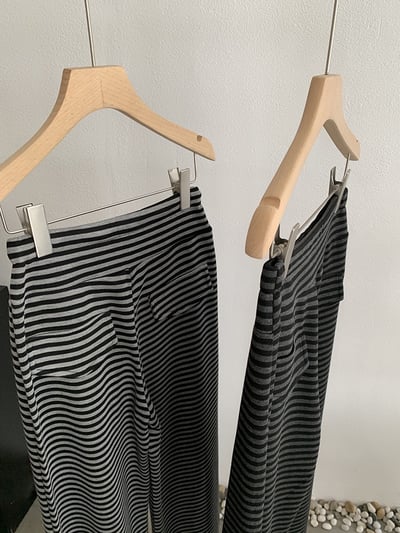 慵懶感撞色條紋垂感寬褲11