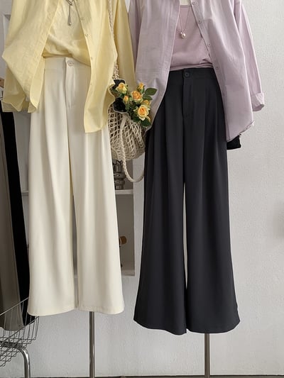 韓系復古單釦壓摺西裝寬褲3