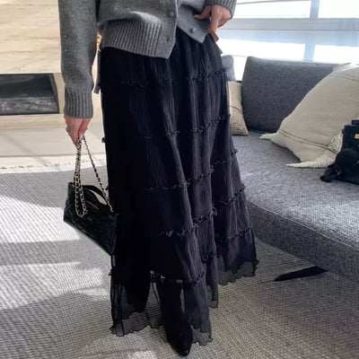 法式木耳滾邊層層蛋糕長裙24