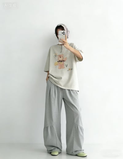 韓系小熊花朵印花寬鬆T6