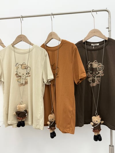 復古塗鴉Kitty印花短TEE+娃娃項鍊14