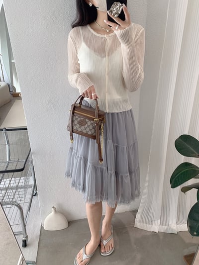 甜美不規則蛋糕網紗飄逸短裙8