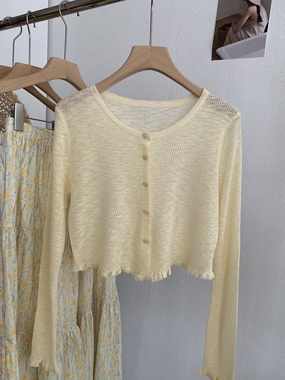 溫柔薄針織木耳邊防曬外套11