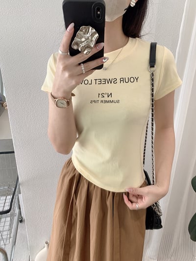 甜感修身字母短版T11