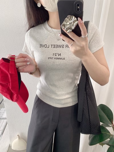 甜感修身字母短版T13