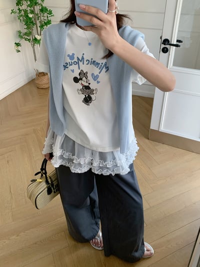 韓系愛心米奇慵懶短袖T恤8