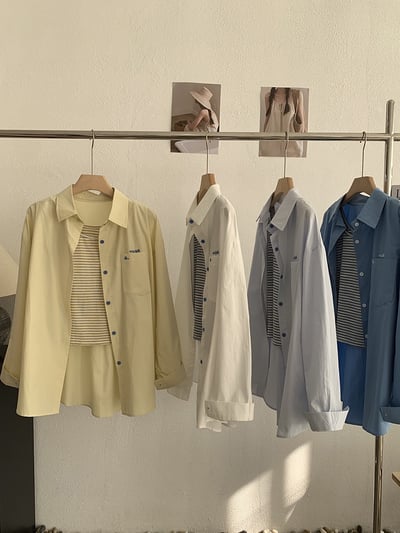 刺繡字母條紋襯衫+背心4