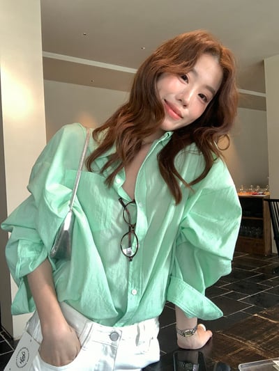 檸檬家#慵懶肌理感透氣襯衫4