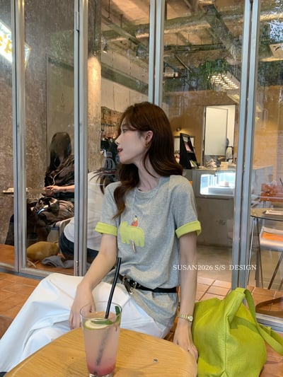 夏日撞色小熊刺繡T｜清新感減齡百搭款9