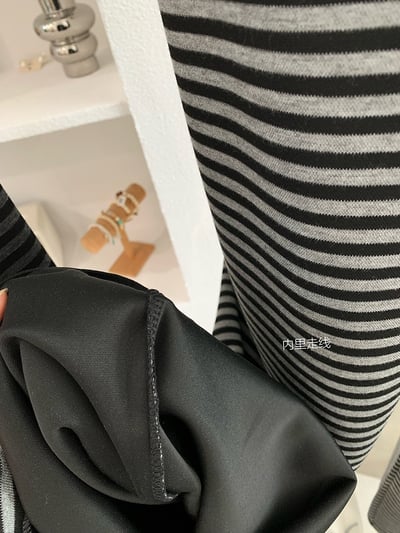 慵懶感撞色條紋垂感寬褲10