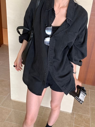 檸檬家·iu同款慵懶感寬版天絲牛仔襯衫5