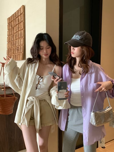 檸檬家#慵懶肌理感透氣襯衫11