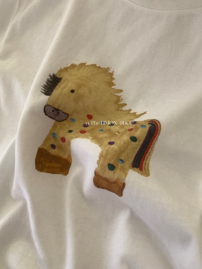 檸檬家#童趣可愛小馬印花寬鬆T恤17