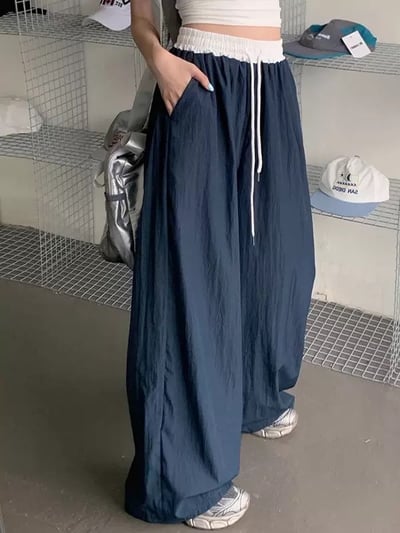 冰感撞色抽繩寬版闊腿褲11