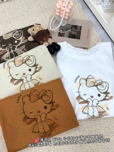 復古塗鴉Kitty印花短TEE+娃娃項鍊15