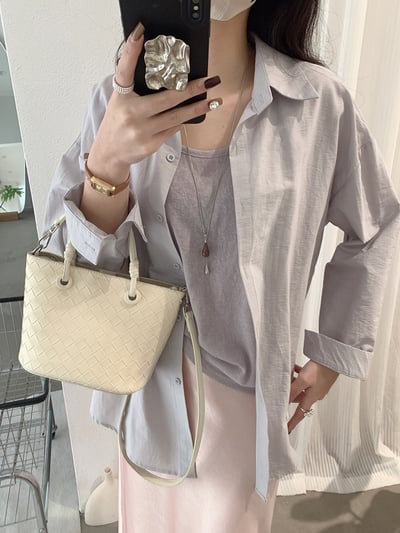 春日柔霧後開釦設計感防曬襯衫兩件套15