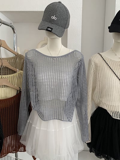 慵懶鏤空針織防曬罩衫＋細肩帶美背小可愛4