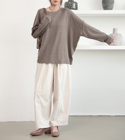 日系鬆緊寬版垂墜休閒褲｜顯瘦直落感百搭9