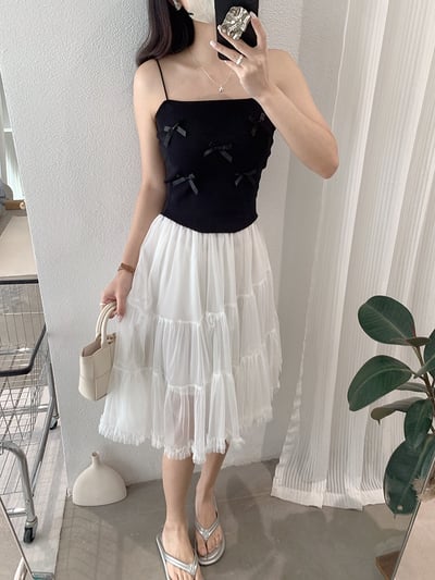 甜美不規則蛋糕網紗飄逸短裙9